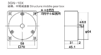 15W中間齒輪箱尺寸
