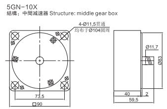 180W中間齒輪箱尺
